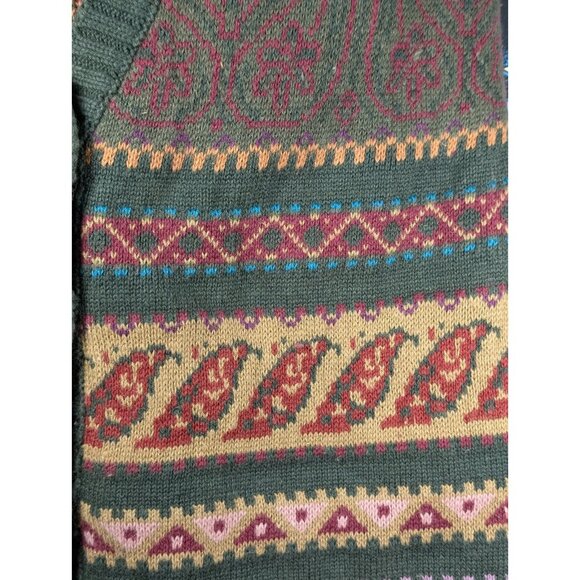 Vintage Suburbans Womens Large Sweater Cardigan Button Up Fair Isle Stripe 90s - Picture 4 of 4